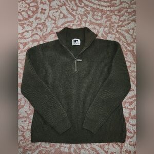 Men's Olive Zip-Up Sweater